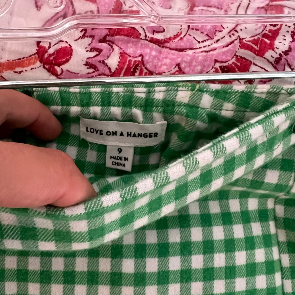 Green gingham skirt